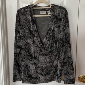 Chico's Black and White V-Neck Blouse